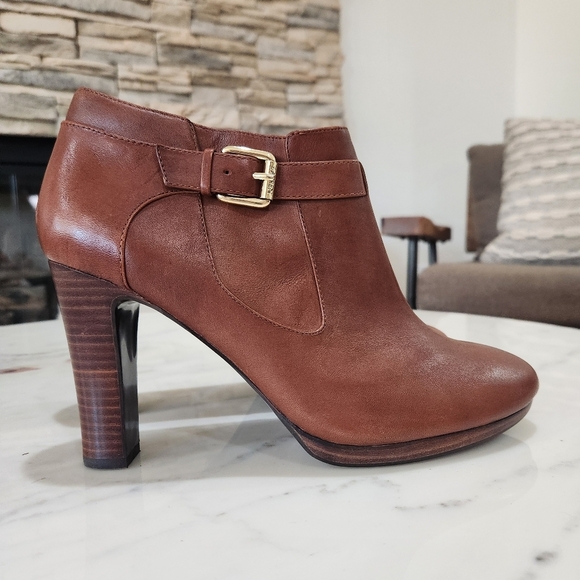 Ralph Lauren Mandy Carmel Brown Ankle Zip Boots, Womens 10 - Picture 2 of 6